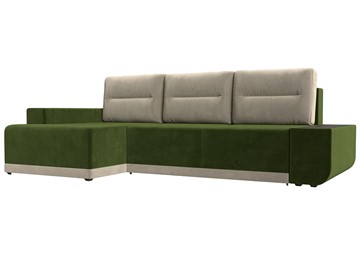 Угловой диван Чикаго, Зеленый/Бежевый (микровельвет) в Саратове