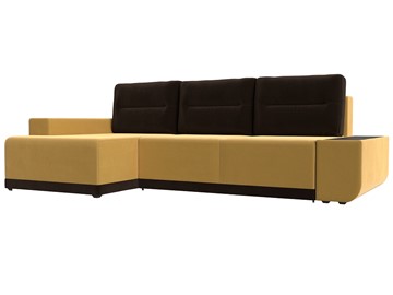 Угловой диван с оттоманкой Чикаго, Желтый/Коричневый (микровельвет) в Саратове