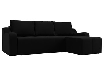 Угловой диван для гостиной Элида, Черный (велюр) в Саратове