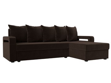 Угловой диван с оттоманкой Гермес Лайт, Коричневый (Микровельвет) в Энгельсе