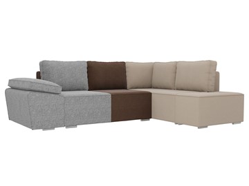 Угловой диван для гостиной Хавьер, Серый/Коричневый/Бежевый (рогожка) в Саратове
