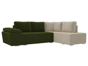 Угловой диван для гостиной Хавьер, Зеленый/Бежевый (микровельвет) в Саратове