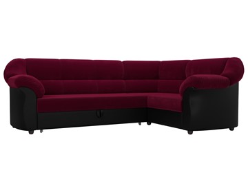 Угловой диван для гостиной Карнелла, Бордовый/Черный (микровельвет/экокожа) в Саратове