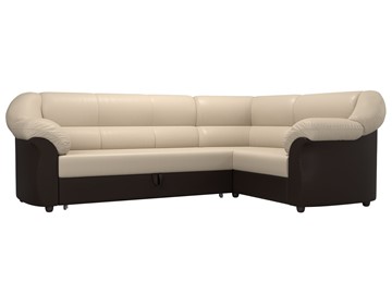 Угловой диван для гостиной Карнелла, Коричневый/Бежевый (экокожа) в Саратове