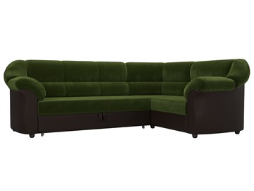 Угловой диван Карнелла, Зеленый/Коричневый (микровельвет/экокожа) в Саратове