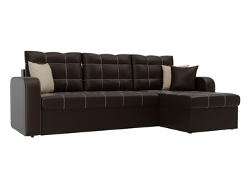 Угловой диван с оттоманкой Ливерпуль, Коричневый (экокожа) в Балаково