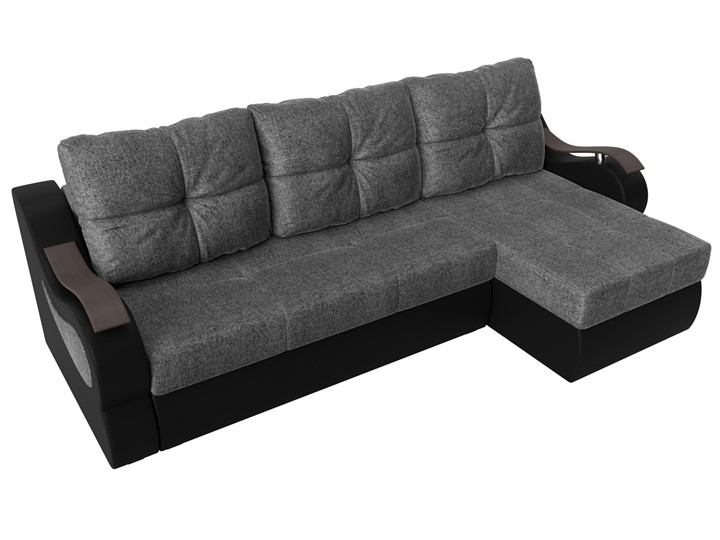 Угловой диван Меркурий, Серый/черный (рогожка/экокожа) в Саратове - изображение 4