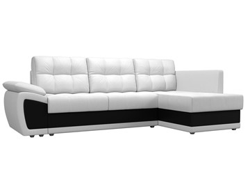 Угловой раскладной диван Нэстор прайм, Белый/Черный (экокожа) в Саратове