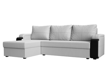 Угловой диван с оттоманкой Николь лайт, Белый/Черный (экокожа) в Саратове