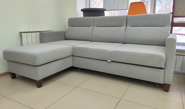 Угловой диван с оттоманкой Марсель Luma 13 серый велюр в Саратове - изображение