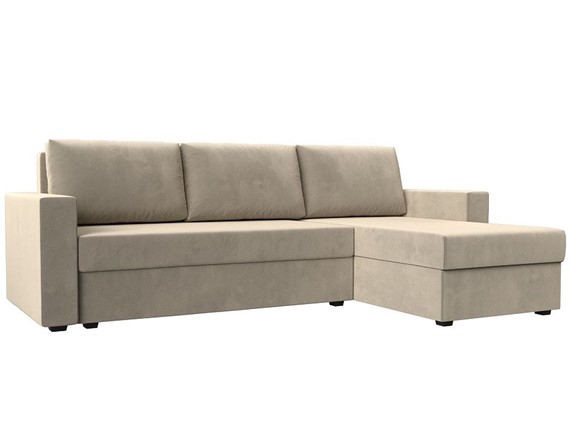 Угловой диван с оттоманкой Траумберг Лайт, Бежевый (микровельвет) в Саратове - изображение