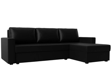 Угловой диван с оттоманкой Траумберг Лайт, Черный (Экокожа) в Саратове