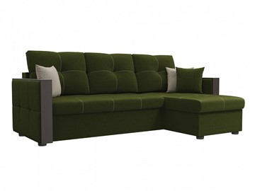 Угловой раскладной диван Валенсия, Зеленый (микровельвет) в Саратове