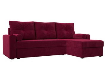 Угловой раскладной диван Верона Лайт, Бордовый (микровельвет) в Саратове