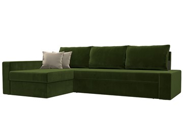 Угловой диван для гостиной Версаль, Зеленый/Бежевый (микровельвет) в Саратове