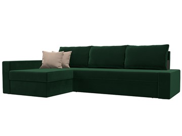 Угловой диван для гостиной Версаль, Зеленый/Бежевый (велюр) в Саратове