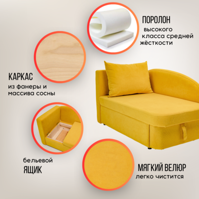 Мягкий диван левый Тедди желтый в Саратове - изображение 18