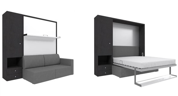 Диван Кровать-трансформер Smart (ШЛ+КД 1400), шкаф левый, правый подлокотник в Саратове - изображение