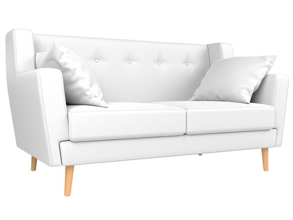 Прямой диван Брайтон 2, Белый (экокожа) в Саратове - изображение
