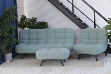 Комплект мебели Абри цвет мята кресло + диван + пуф опора металл в Саратове