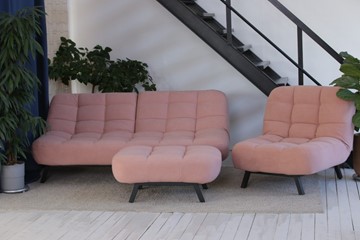 Комплект мебели Абри розовый кресло + диван + пуф опора металл в Саратове