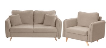 Комплект мебели Бертон бежевый диван+ кресло в Саратове