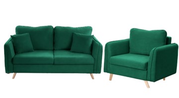 Комплект мебели Бертон изумрудный диван+ кресло в Саратове