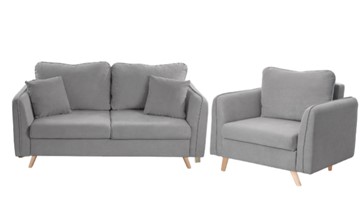 Комплект мебели Бертон серый диван+ кресло в Саратове