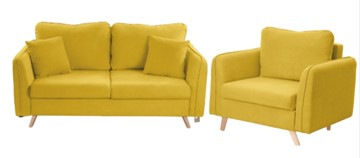 Комплект мебели Бертон желтый диван+ кресло в Саратове