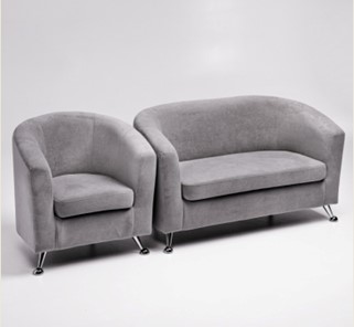 Комплект мебели Брамс  цвет серый диван 2Д + кресло в Саратове