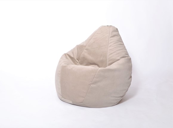 Кресло-мешок Груша среднее, велюр однотон, бежевое в Энгельсе - изображение