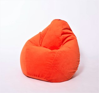 Кресло-мешок Груша среднее, велюр однотон, оранжевое в Саратове