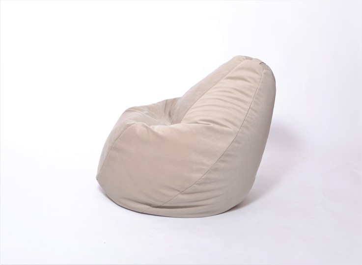 Кресло-мешок Груша среднее, велюр однотон, бежевое в Саратове - изображение 2