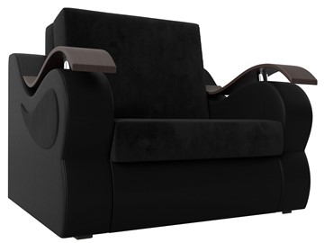 Кресло-кровать Меркурий (60), Черный\Черный (Велюр\Экокожа) в Саратове