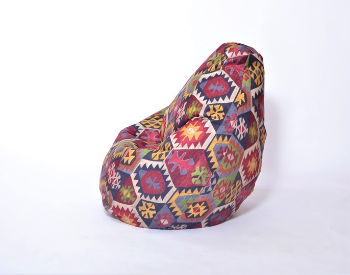 Кресло-мешок Груша среднее, велюр принт, мехико графит в Саратове - изображение 1