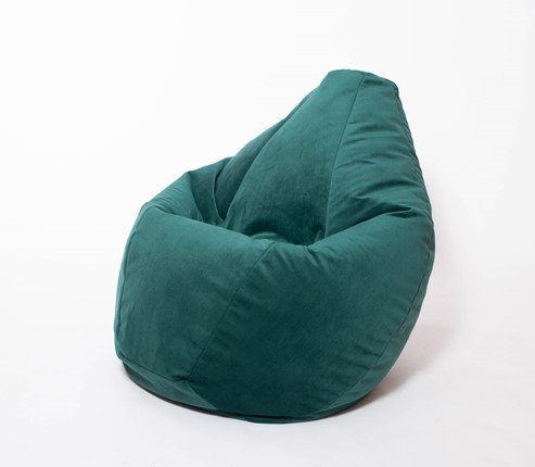 Кресло-мешок Груша среднее, велюр однотон, изумруд в Энгельсе - изображение