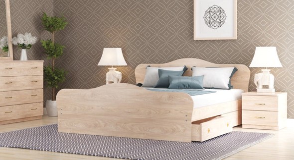 Кровать Каролина, 160х200 с основанием, дуб млечный в Балаково - изображение