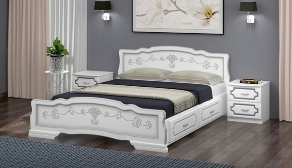 Кровать с выкатными ящиками Карина-6 (Белый Жемчуг) 120х200 в Саратове - изображение