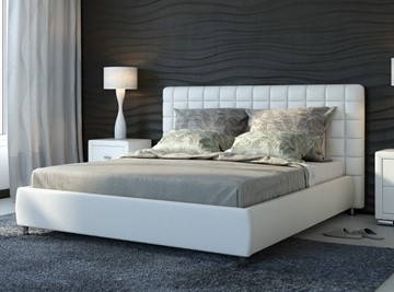 Двуспальная кровать Corso-3 200x200, Экокожа (Белый) в Саратове