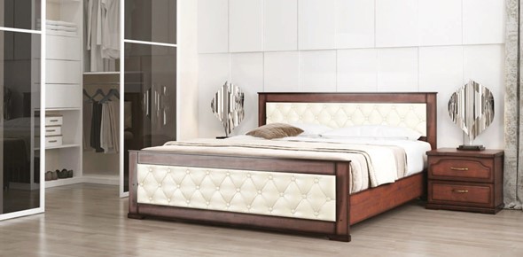 Кровать 2-спальная Стиль 2, 160х200, кожзам, с основанием в Балаково - изображение