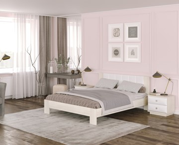 Кровать 2-спальная Soft 140x200, Дуб Шамони с экокожей белой в Саратове