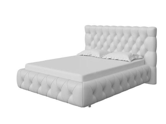 Кровать 2-спальная Castello 160х200, Экокожа (Белый) в Саратове - изображение