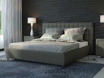 Кровать в спальню Corso-3 140x200, Экокожа (Темно-серый) в Саратове