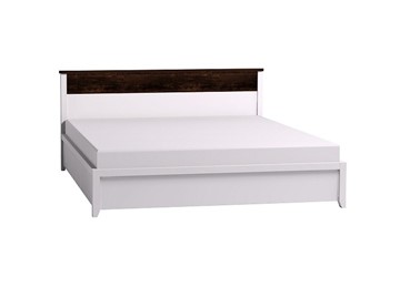 Кровать двуспальная Норвуд 31 с гибкими ламелями металл, Белый-Орех шоколадный в Саратове