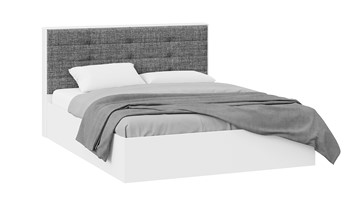 Кровать двуспальная с подъемным механизмом Тесса (Белый Жемчуг/Рогожка серая) в Энгельсе