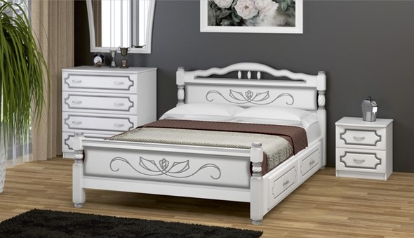 Кровать с выкатными ящиками Карина-5 (Белый Жемчуг) 120х200 в Саратове - изображение