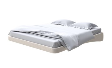 Парящая кровать 2-спальная 180х200, Искусственная шерсть (Лама Бежевый) в Саратове