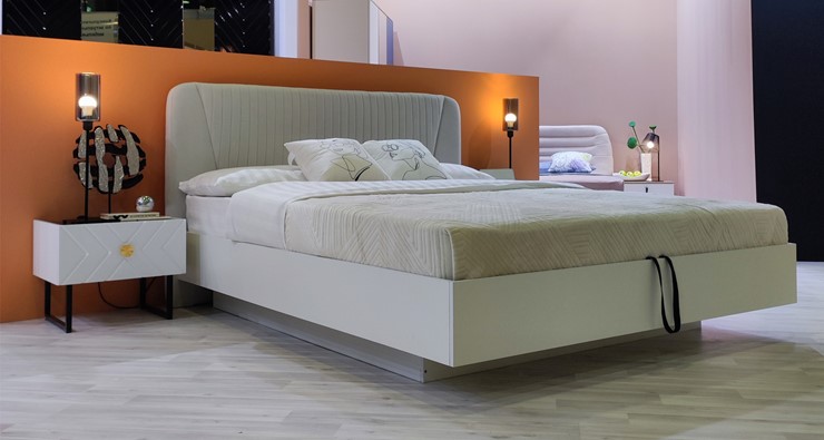 Кровать с механизмом двуспальная Марсель-11 (Белый, ткань Catania white) 1600 в Энгельсе - изображение 4