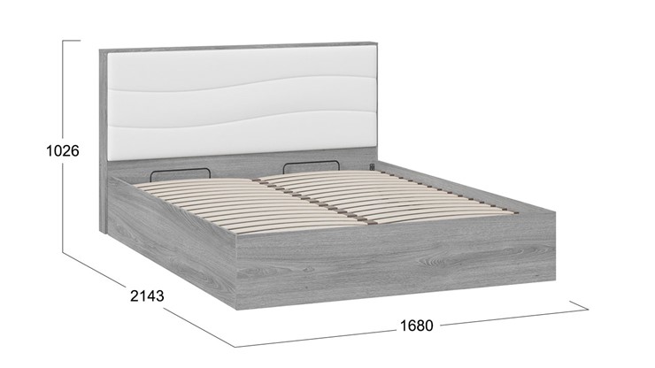 Кровать с механизмом двуспальная Миранда тип 1 (Дуб Гамильтон/Белый глянец) в Энгельсе - изображение 1