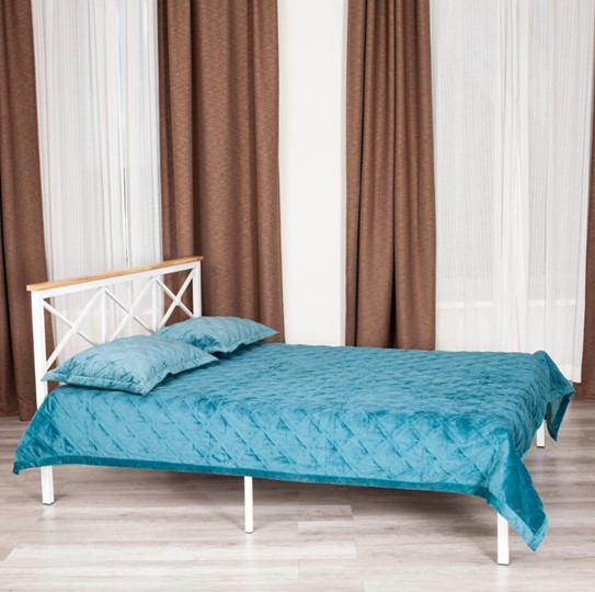 Кровать с основанием Iris (mod.9311) дерево гевея/металл, 160*200 см (Queen bed), Белый (White) в Энгельсе - изображение 9